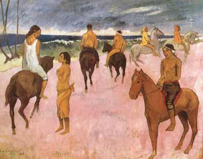 Paul Gauguin Riders on the Beach (mk07) Norge oil painting art